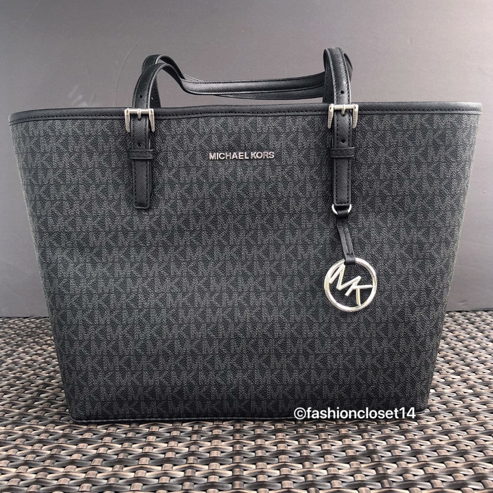 MICHAEL KORS JETSET TRAVEL BLACK TOTE